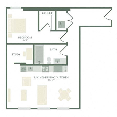 a floor plan of a unit with a bedroom and a living room